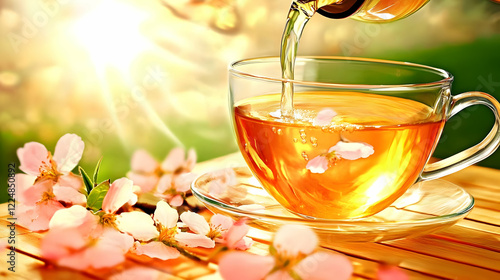 Pouring Herbal Tea into Gla...