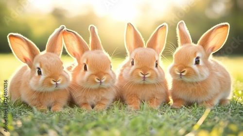 Four Adorable Rabbits Relax...