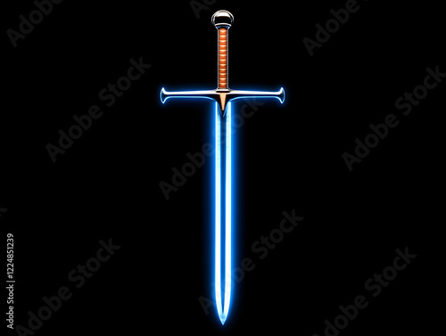 Glowing Blue Sword with Bro...
