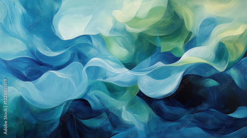 Fototapeta premium Soft Blue Abstract Ribbon Waves