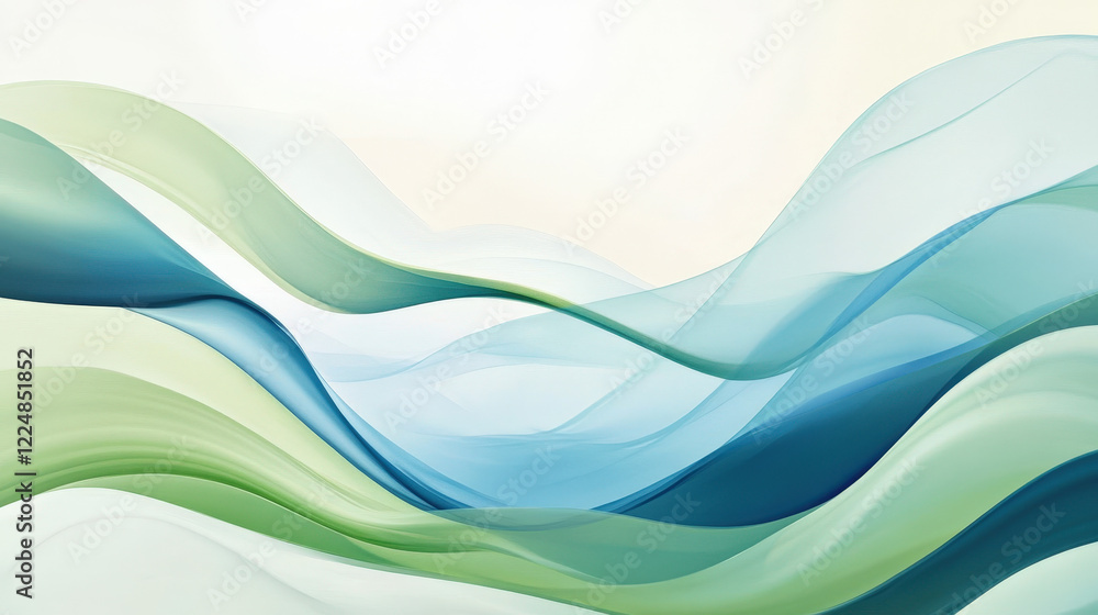 Fototapeta premium Soft Blue Abstract Ribbon Waves