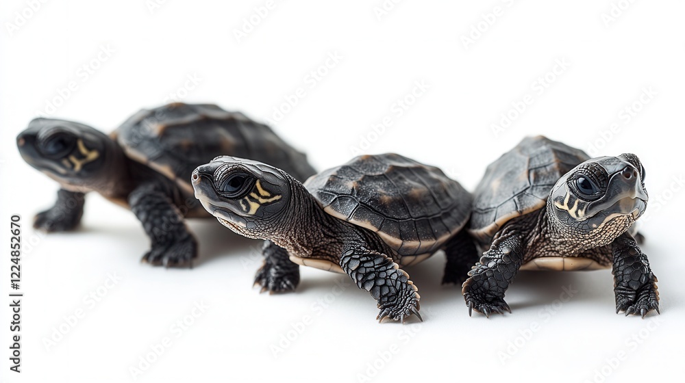Naklejka premium Baby turtles on white background
