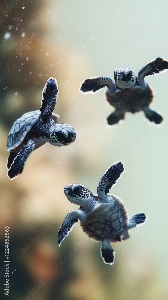 Obraz premium Baby sea turtles underwater