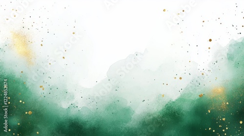 Colorful abstract watercolor design with green hues and gold accents for artistic inspiration and creative projects