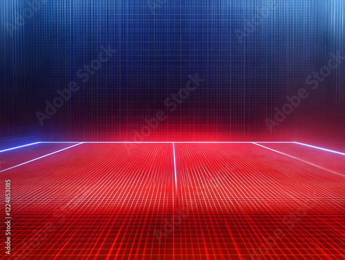 Red and Blue Grid Abstract ...