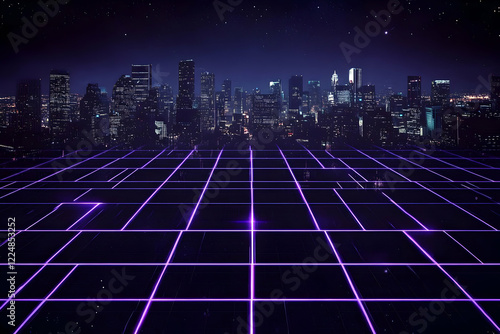 Cityscape at Night with Glo...