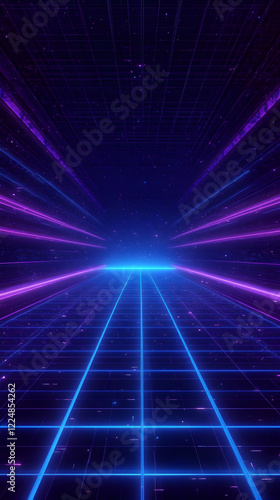 Abstract Neon Grid Backgrou...