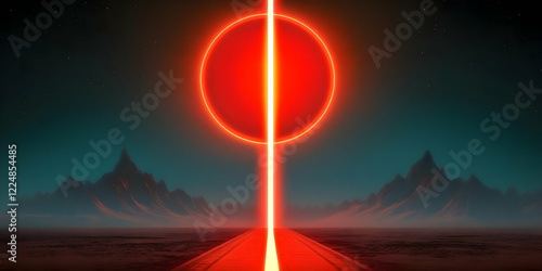 Neon Red Circle Portal Illu...