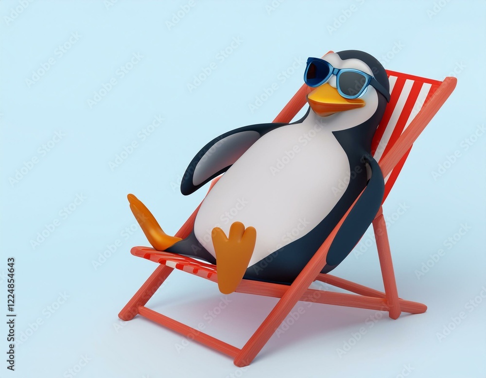 Obraz premium 夏のバカンスをしているペンギン