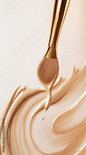 Wallpaper Mural Luxury Makeup Brush with Creamy Foundation Texture Torontodigital.ca