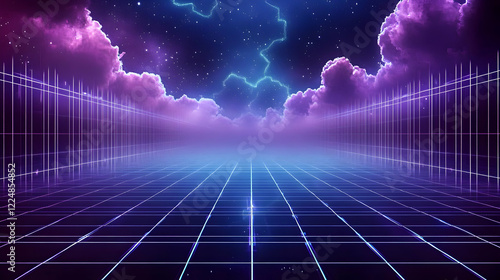 Retro Synthwave Grid Landsc...