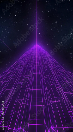 Abstract Purple Grid Landsc...