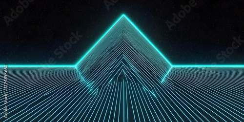Abstract Neon Pyramid Struc...