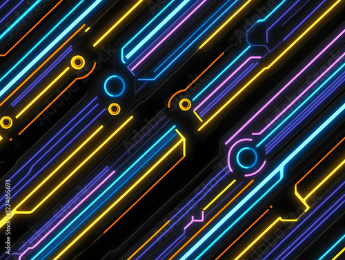 Diagonal Neon Lights Form a...