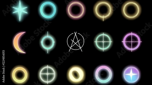 Neon Glow Shapes and Symbol...