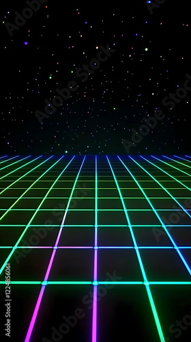 Neon Grid Perspective Reced...