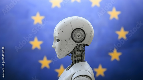 White Robot Head Faces Left...