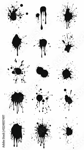 Black Ink Splatter and Drip...