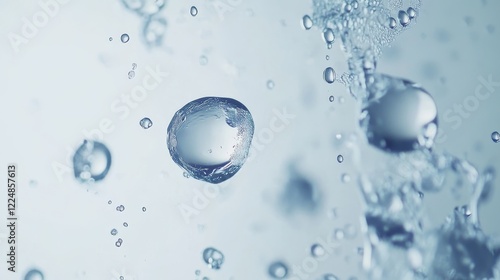 Wallpaper Mural a photography bubbles and oil droplets floating in the air on white background Torontodigital.ca