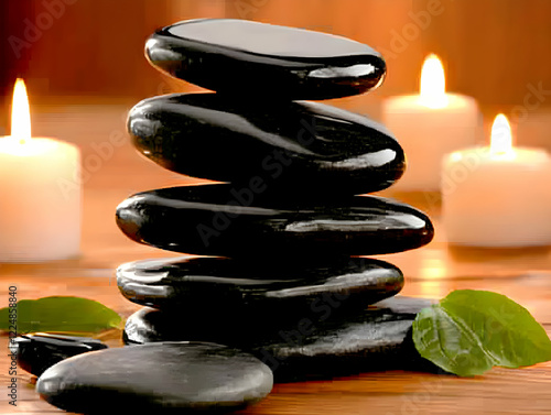 Black Stones Stacked Peacef...