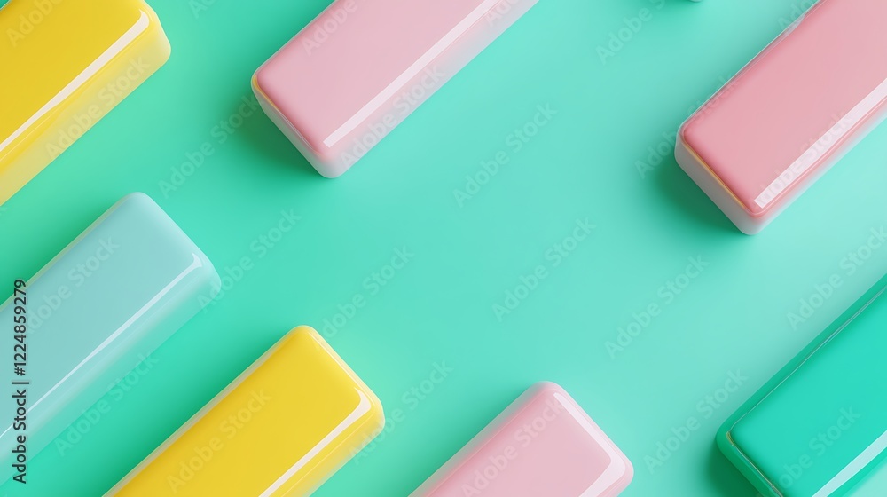 Colorful Rectangular Shapes on Mint Green Background Ideal for Modern Design and Creative Projects Colorful Rectangular Shapes on Mint Green Background Ideal for Modern Design and Creative Projects