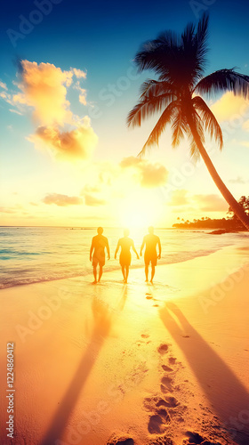 Three Friends Walking on a ...