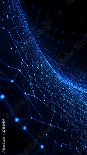Abstract Blue Network Grid ...
