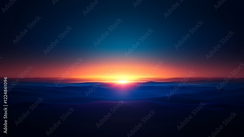 Fototapeta premium Sunset over rolling hills vibrant colors serene landscape