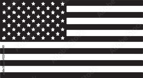 American flag black and white vector design 