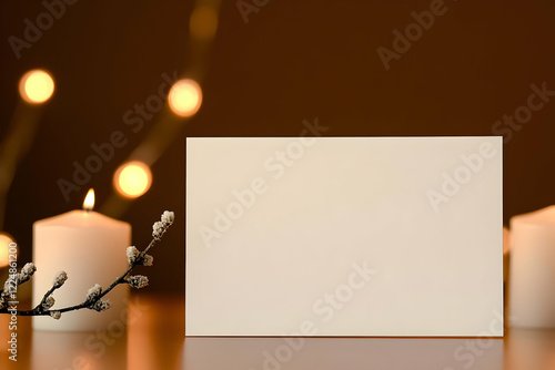 Blank Card Stands Upright w...