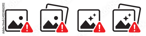 Picture error set icon. Photos error icon, vector illustration