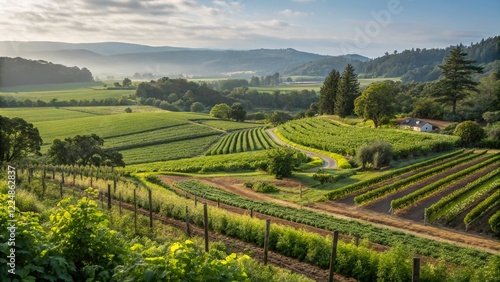 Wallpaper Mural Panoramic Organic Farm: Green Fields, Eco Textures & Vineyard - Exhibition Invite Torontodigital.ca