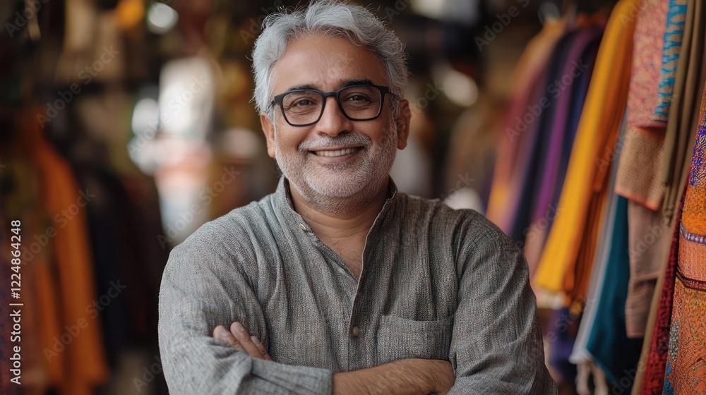 Obraz premium Smiling senior man shopkeeper in his store.