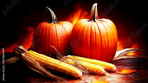 Pumpkins and Corn Cob Resid...