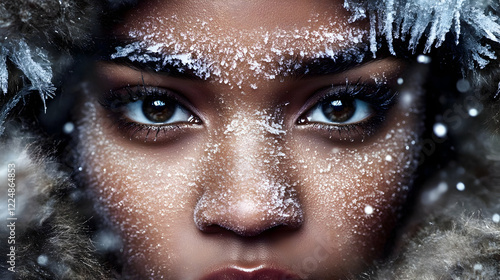 Close-up of face with frost...