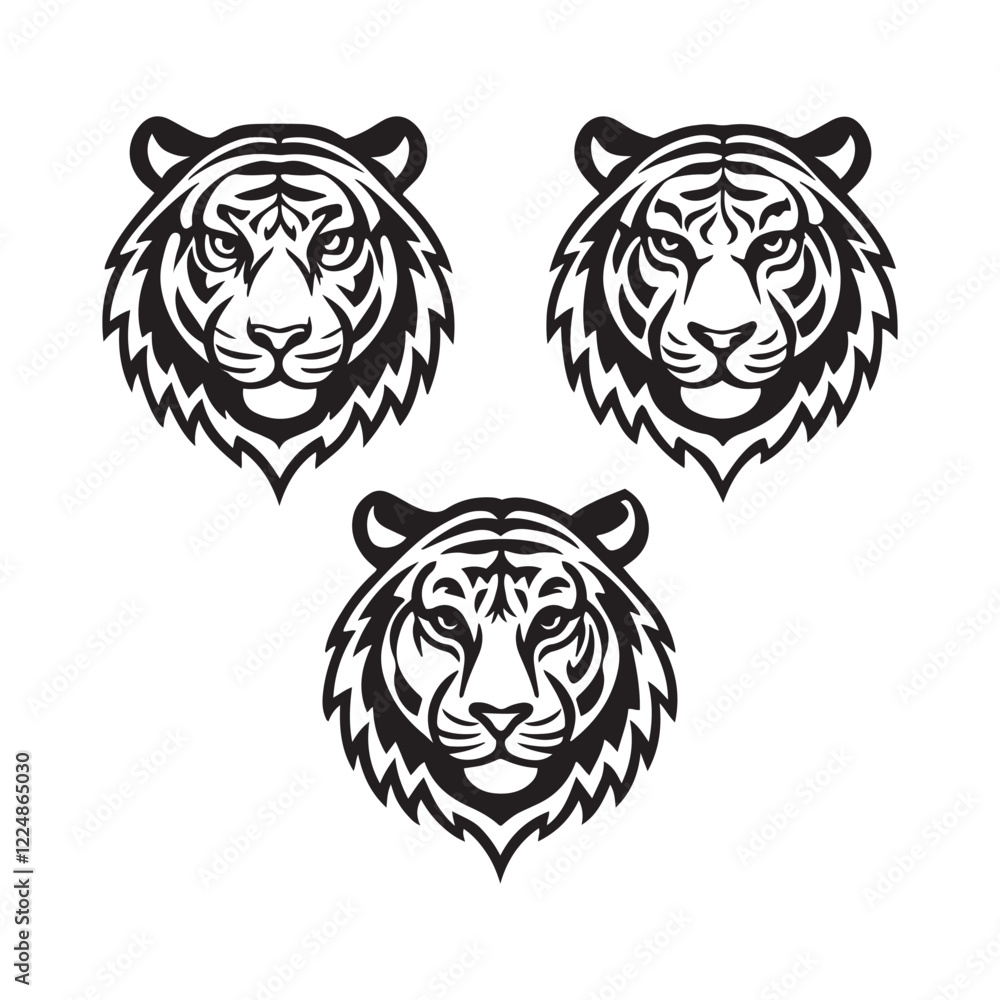 Obraz premium Powerful Tiger Head Graphic Design 