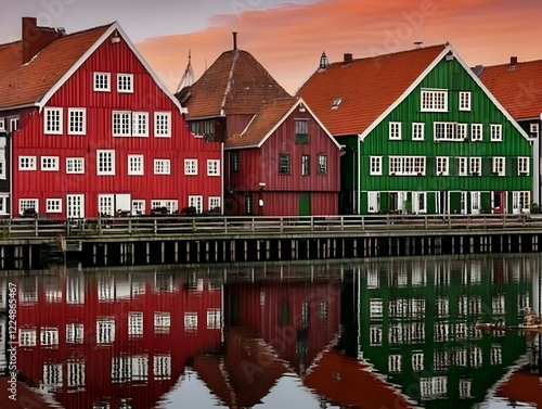 Colorful Wooden Houses Refl...