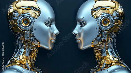 Two Futuristic Silver and G...