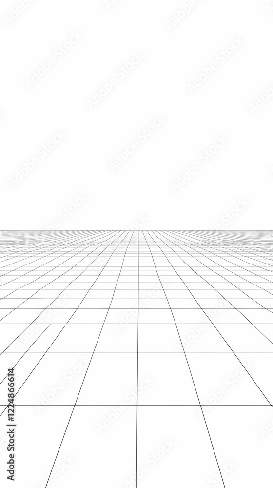 Fototapeta premium Abstract Grid Background Creates Perspective Illusion with Lines Perfectly Aligned on White Backdrop