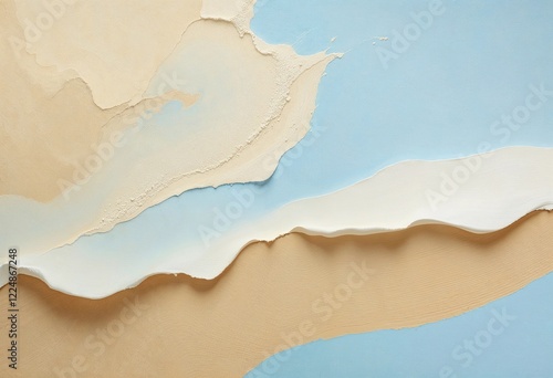 Textured Layers Create a Calming Seascape of Soft Blues and Neutrals. Generative AI