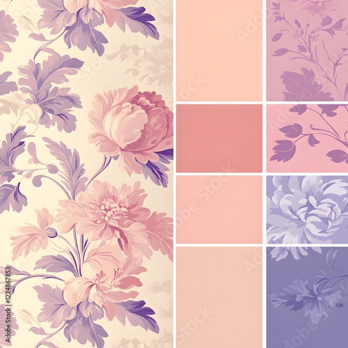 Wallpaper Mural Beautiful floral wallpaper design featuring soft pastels and intricate patterns Torontodigital.ca