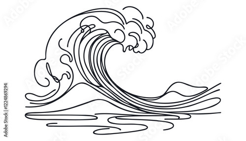 Waves linear background. Hand drawn wave. Vector illustration.
