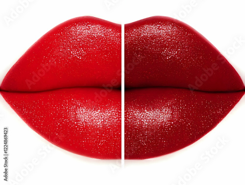 Close-up of Shiny Red Lips ...