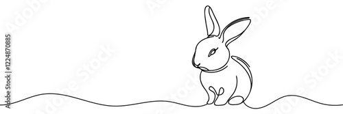 Rabbit linear background. Hand drawn bunny. Vector illustration.