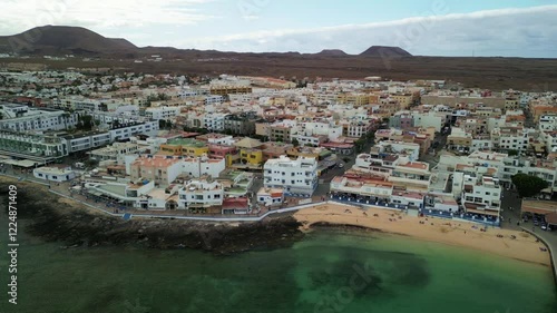 Corralejo piękne miasteczko na północy wyspy Fuertventura z powietrza photo