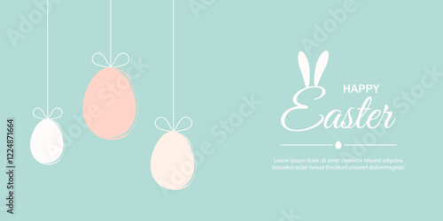 Happy Easter card with easter eggs.Modern minimalist design. Vector illustration.