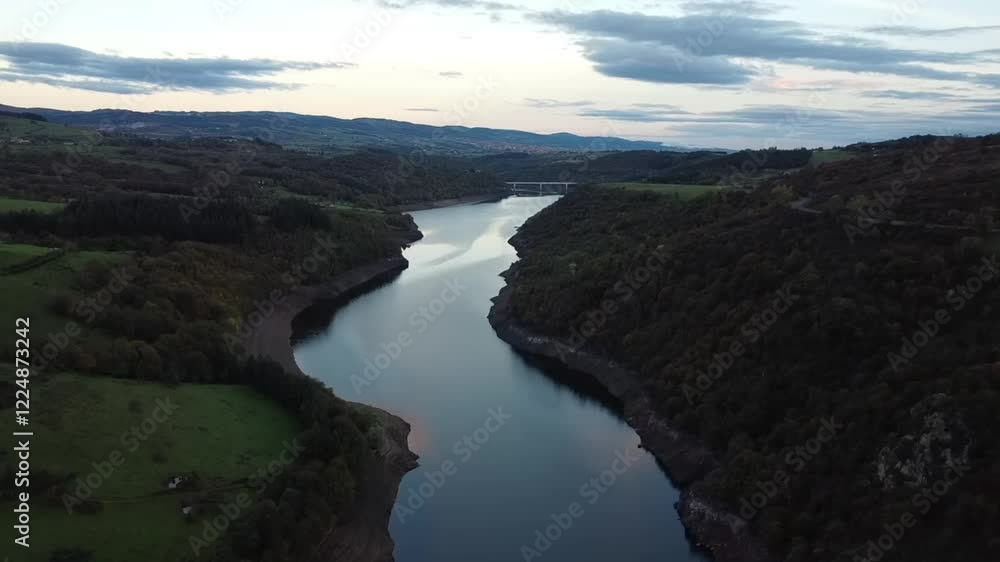 Aerial video over Vezelin sur Loire, Nou, winding Loire River France Aerial video over Vezelin sur Loire, Nou, winding Loire River France