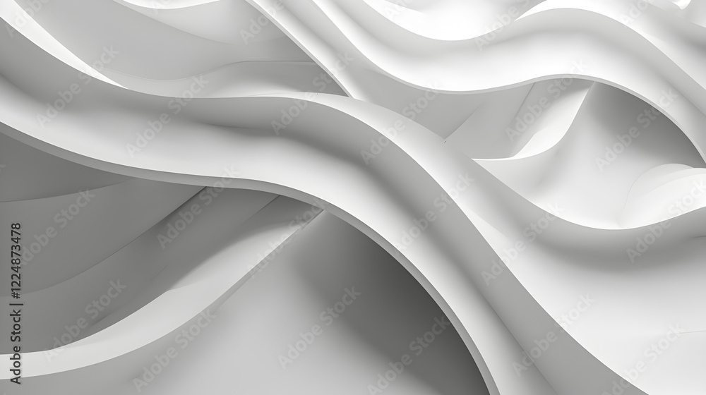 Obraz premium Abstract white waves create a smooth, flowing texture, emphasizing depth and movement.