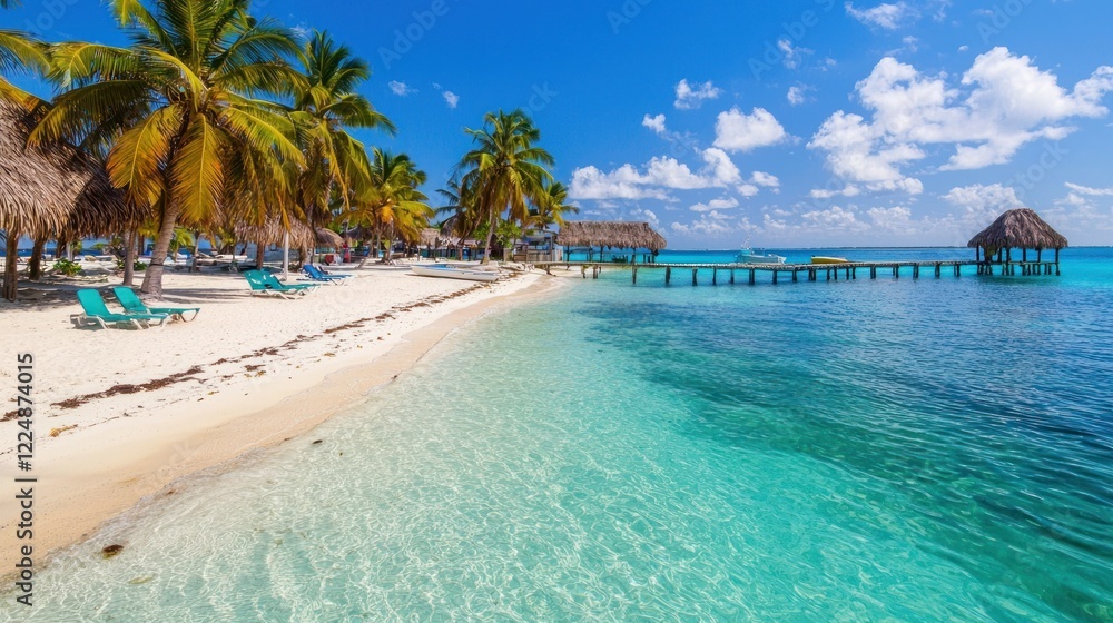 Naklejka premium Tranquil Tropical Beach Scene