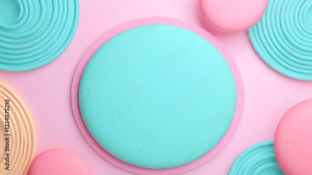 Vibrant Pastel Background with Circular Shapes in Pink and Aqua Tones for Modern Design Projects Vibrant Pastel Background with Circular Shapes in Pink and Aqua Tones for Modern Design Projects